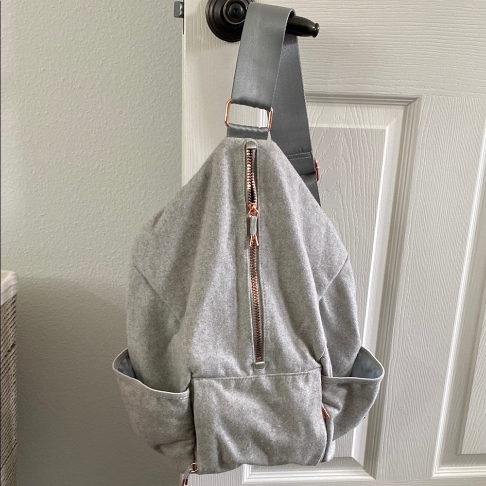 Zella Gray Backpack with Rose Gold Details